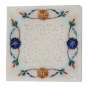 Serving tray marble stone 5" x 5" Aventurine & Lapis gemstone inlay work Platter