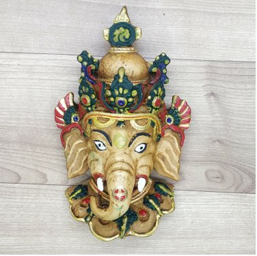 Ganesha Mask with Painting Work Wall hanging Art Sculpture wall Decor Religious
