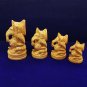 4 PC Wooden Ganesha Hand Carved Antique Finished Sculpture Hindu God Statue