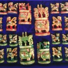 4" Wooden Chess Set Hand Carved Painted Antique Vintage Indian Figure Chess Set