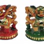 4" Wooden Chess Set Hand Carved Painted Antique Vintage Indian Figure Chess Set