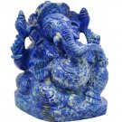 Lapis Lazuli Stone Ganesha Statue Elephant God natural Gemstone Ganpati
