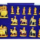 Wooden Chess Set Music Hand Carved Painting work Indian Figure Chess