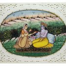 Painting 4" X 3" Radha Krishna Handmade Fine India Miniature Artwork Resin tile