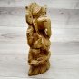 Ganesh Statue 6" Sitting on Lotus Wooden hand carved Hindu God Lord Ganesha