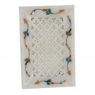 Serving tray marble stone 4" x 6" pietra dura gemstone inlay work Platter Gift