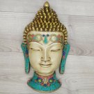 Buddha Mask with Gemstone Wall hanging Art Sculpture wall Decor Religious