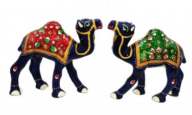 Metal Camel Statue Emboss Painting Work Figurine Home Decor Vintage Sculpture