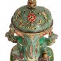 Ganesha Statue 12" Jade stone painting Sculpture Hindu Elephant God Lord Figure
