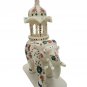 White Marble Pietra Dura Inlay Elephant with umbrella Handmade Ambabari Statue
