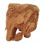 Wooden Elephant Statue Hunting Scene hand Carving Elephant Natural Wood Sculptur
