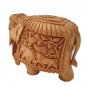 Wooden Elephant Statue Hunting Scene hand Carving Elephant Natural Wood Sculptur
