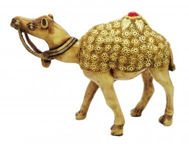 Camel Statue Beads Work Figurine Marble Dust Carving Camel Vintage Sculpture