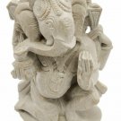 Ganesha Statue 4" Soft Stone handmade Sculpture Hindu Lord Elephant God Figure