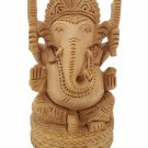 Wooden Ganesha Wood Hand Carved Sculpture Hindu God
