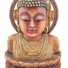 Wooden Buddha Head Statue Painted Feng Shui Tibetan Buddha