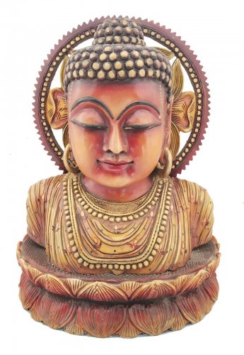Wooden Buddha Head Statue Painted Feng Shui Tibetan Buddha