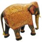 Wooden Elephant Statue Emboss Painting Natural Wood Hand Carved Sculpture 12"