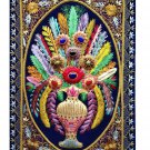 Rugs Jewel Carpet Hand Embroidery Zardozi Flower Wall Hanging 2' X 3'