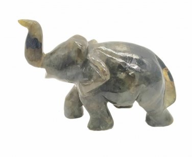 Labradorite Stone Elephant Statue Natural Gemstone Hand Carved