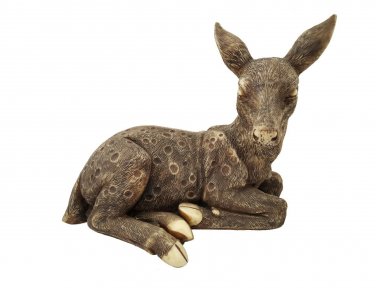 Deer sitting Marble Dust vintage buck doe reindeer animal figurine statue decor