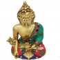 Brass Buddha Statue with Stone Work Feng Shui Tibetan Medicine Lotus Buddha