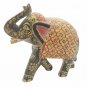 Wooden elephant covered by camel bone and vintage look procession painting