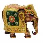 Wooden Elephant Statue Meenakari Emboss Painting Natural Wood Sculpture Gift