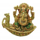 Ganesha Statue 8" Jade stone painting Sculpture Hindu Elephant God Lord Figure