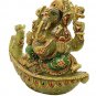 Ganesha Statue 8" Jade stone painting Sculpture Hindu Elephant God Lord Figure