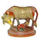 Brass Nandi Cow with Calf Statue Hindu Religious Vehicle of Shiva Home Decor