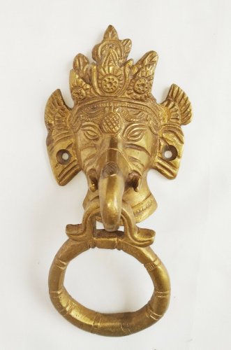 Brass Door Handle Ganesha Shape Vintage Antique Style Door Handle Home Decor