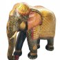 Wooden Elephant Statue Emboss Painting Natural Wood Hand Carved Sculpture 18"