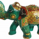 Aventurine Jade Stone Elephant Covered by Gold Foil Painting Natural Gemstone