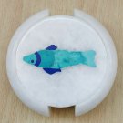 Tea Coaster Handmade Marble Fish gemstone inlay work Coaster Pietra Dura Gift