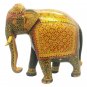 Wooden Elephant Statue Floral Painting Natural Wood Hand Carved Sculpture 8"