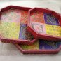 Serving Tray 3 Pcs set 12" Wooden handmade emboss painting work Floral Design