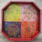Serving Tray 3 Pcs set 12" Wooden handmade emboss painting work Floral Design