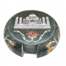 Marble tea coaster set rare colorful stone inlay coaster floral work gifts decor