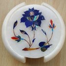 Tea Coaster Handmade Marble Flower gemstone inlay work Pietra Dura Coasters Gift