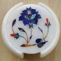Tea Coaster Handmade Marble Flower gemstone inlay work Pietra Dura Coasters Gift