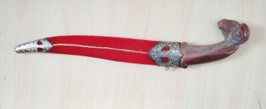 Dagger with Sun Stone Handle Handcrafted Engraved Silver work Koftgiri Damascus