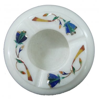 Stone ashtray 4&acirc;�� handmade Vintage Marble Carved Gemstone Inlay work Cigarette