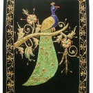 Rugs Jewel Carpet Hand Embroidery Zardozi Peacock Wall Hanging 2' x 3'