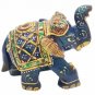 Lapis Lazuli Stone Elephant Covered by Gold Foil Painting Natural Gemstone