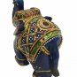 Lapis Lazuli Stone Elephant Covered by Gold Foil Painting Natural Gemstone
