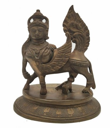 Brass Nandi Cow Khamdanu Statue Hindu Religious Vehicle of Shiva Home Decor
