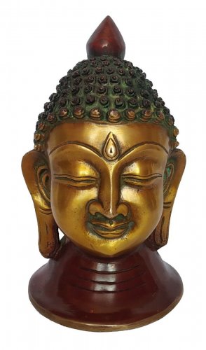 Brass Buddha Head Statue Antique finish Feng Shui Tibetan Buddha