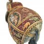 Wooden Elephant Statue Trunk up Holding Ball Painting Natural Wood Hand Carved