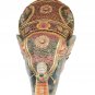 Wooden Elephant Statue Trunk up Holding Ball Painting Natural Wood Hand Carved